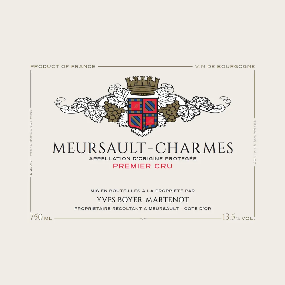 Meursault Charmes 1er Cru 2023 label
