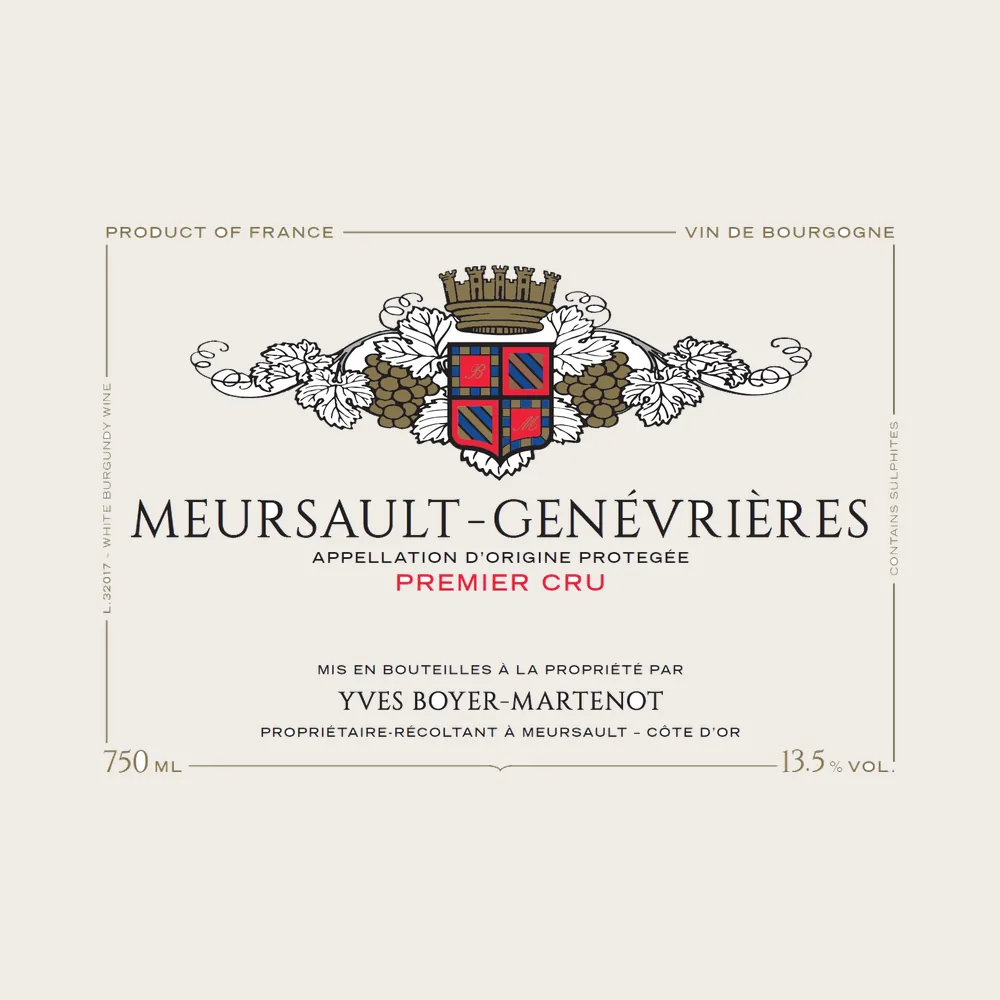 Meursault Genevrieres 1er 2023 label