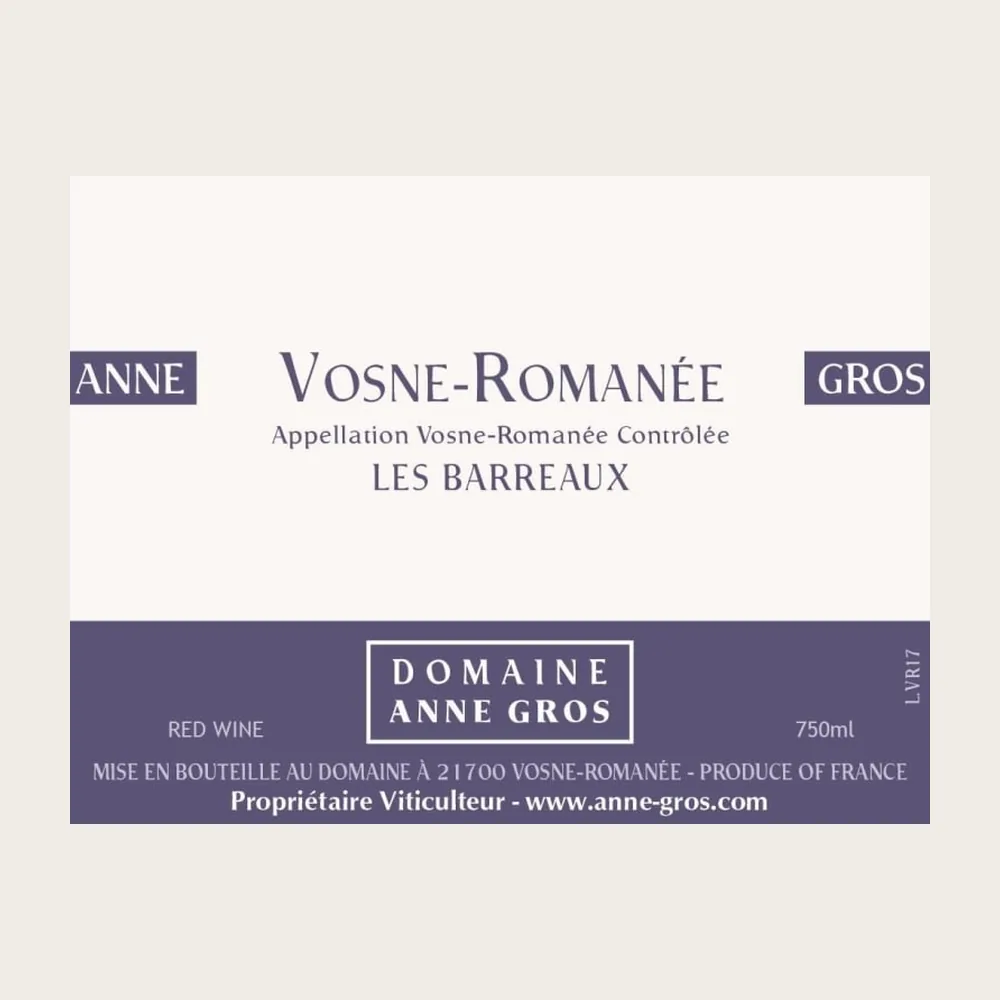 Vosne Romanee les Barreaux 2023 label