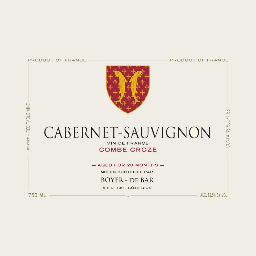 Combe Croze Cabernet 2022 label