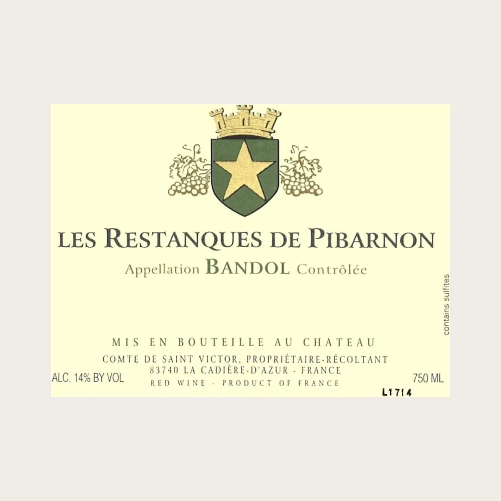 Restanques Bandol Red 2020 label