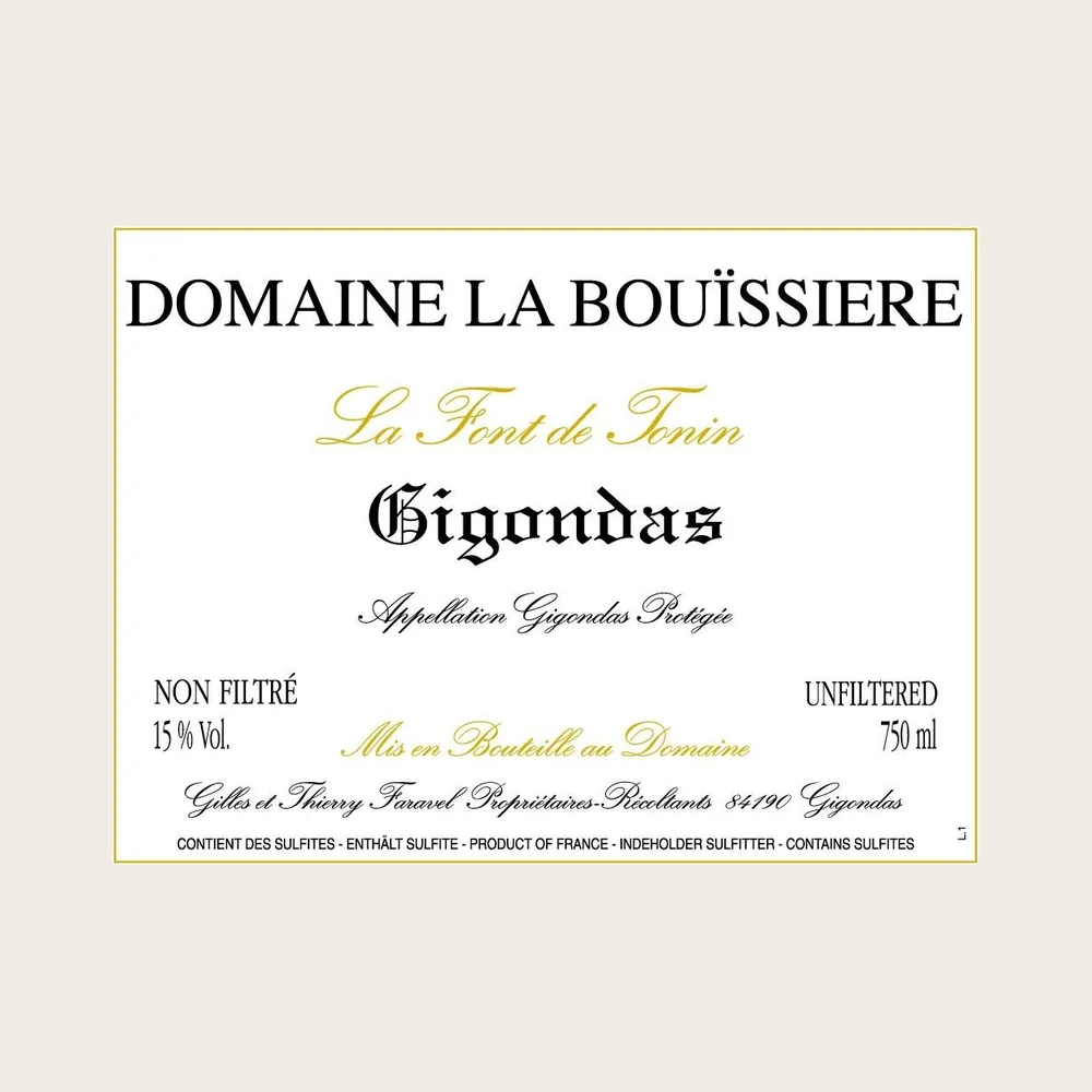 Gigondas Font de Tonin Red 2021 label