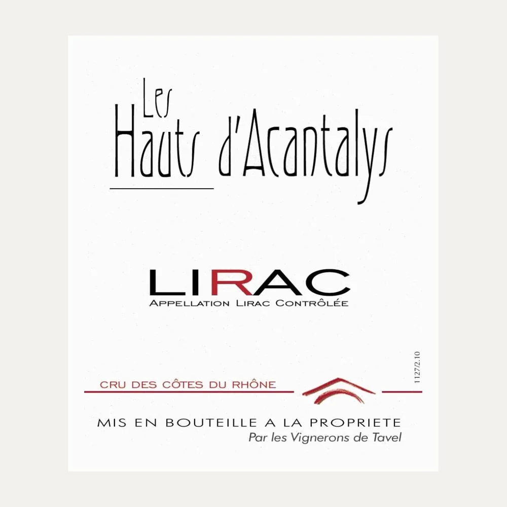 Acantalys Lirac Red 2022 label