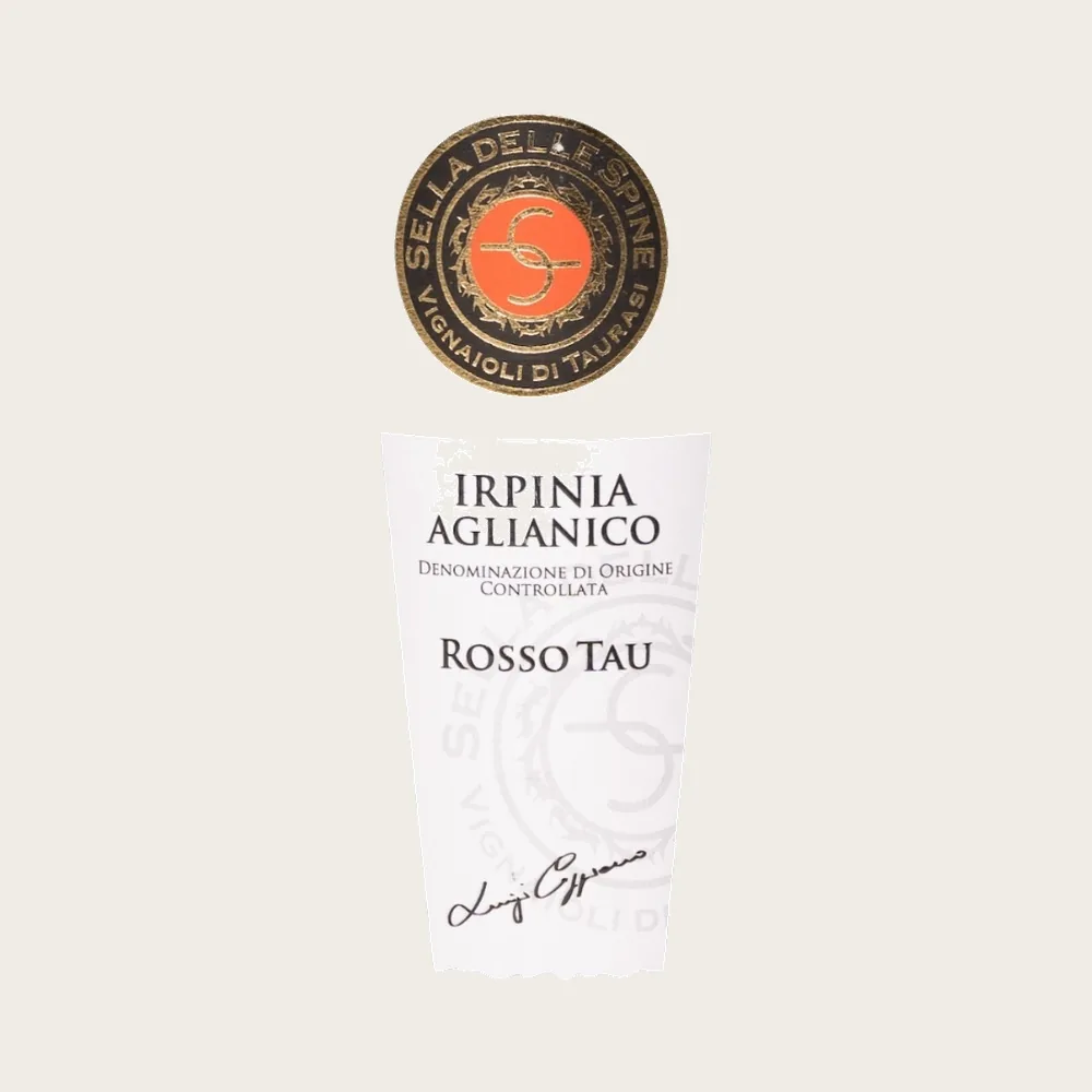 Irpinia Aglianico Tau Red 2021 label
