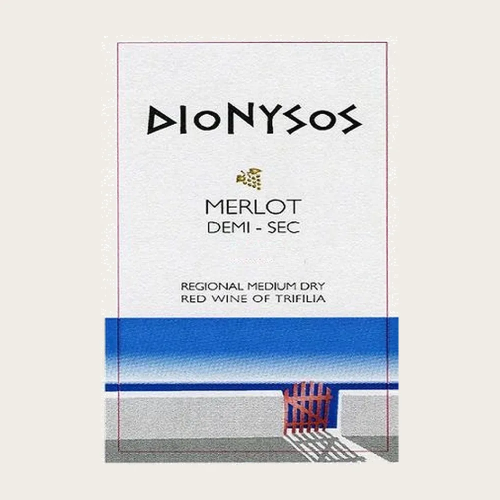 Dionysos Merlot M-Dry 2025 label
