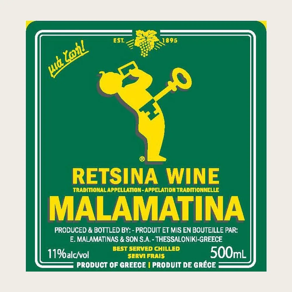 Retsina Dry White 500ml label