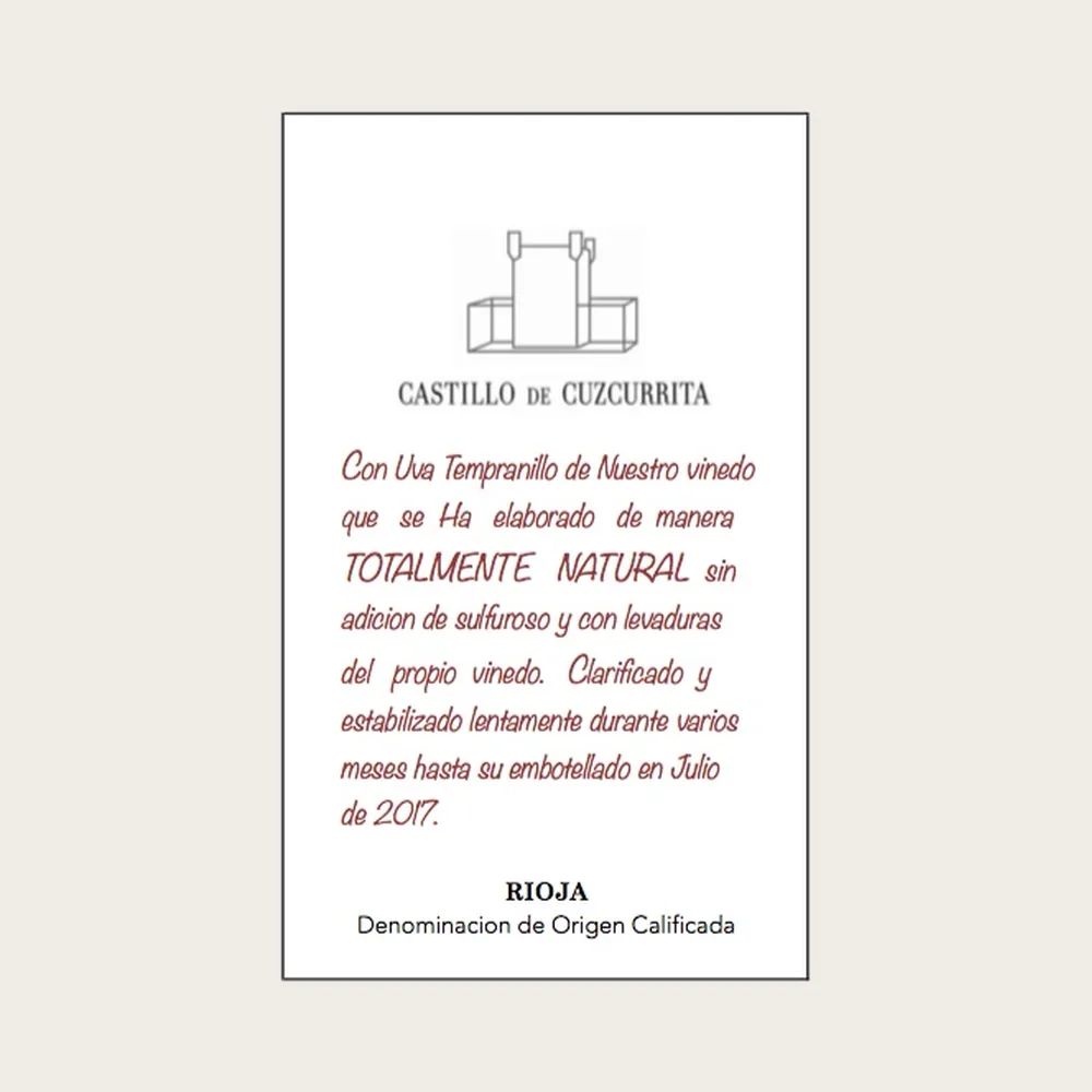 Totalmente Natural Red 2017 label